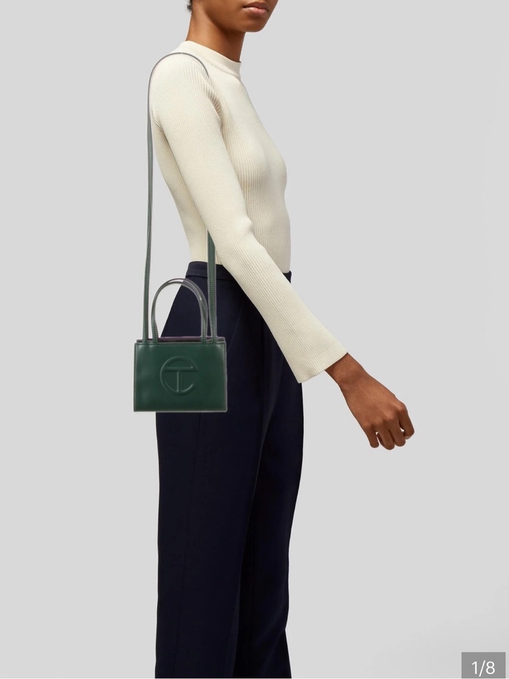 Dark Green leather Telfar mini bag